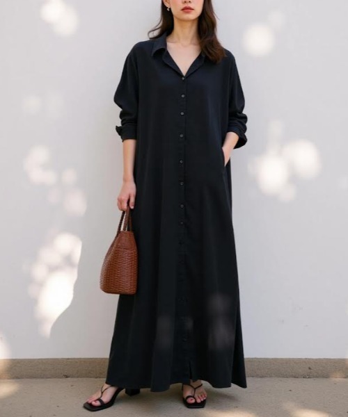 「cammie」 シャツワンピース M ブラック レディース_画像3