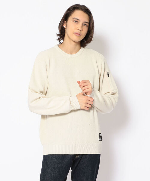 ニット クルーネック スリーブ ポケット Crew Neck Sleeve Pocket Knit アヴィレックス Avirex 正規代理店