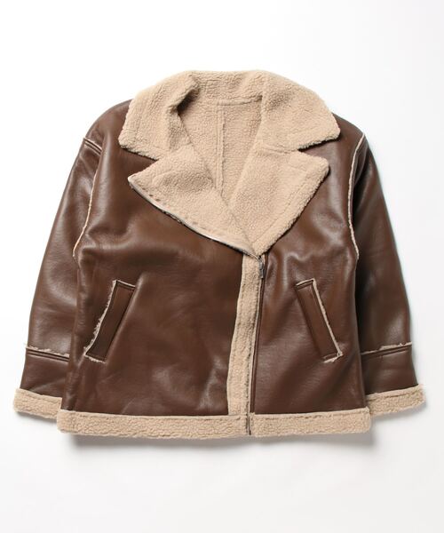 ブラウンレザーライダースジャケット　ムートン STYLEBLOCK（スタイルブロック） レザージャケット ライダース
