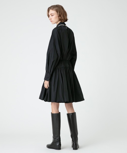 【美品】Loulou Willoughbyフリルギャザーワンピース　黒 LOULOU WILLOUGHBY（ルルウィルビー） ワンピース 「LOULOU WILLOUGHBY