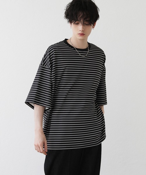 tシャツ Tシャツ メンズ 「23ss」サイドスリットハイポンチビッグシルエット5分袖ドレープカットソー｜zozo｜22