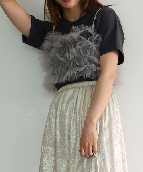 Doula ベスト ジレ 3wayチュールフリルビスチェ レディース