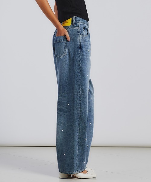 【関税込み】VTMNTS ブラック＆ブルー ダブルウエスト ジーンズ 21oz ダブルニー ストレートジーンズ | ボトムズ,ヘビーオンス