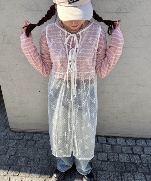 SOLLON. ワンピース ドットリボンチュールワンピース : ZOZOTOWN