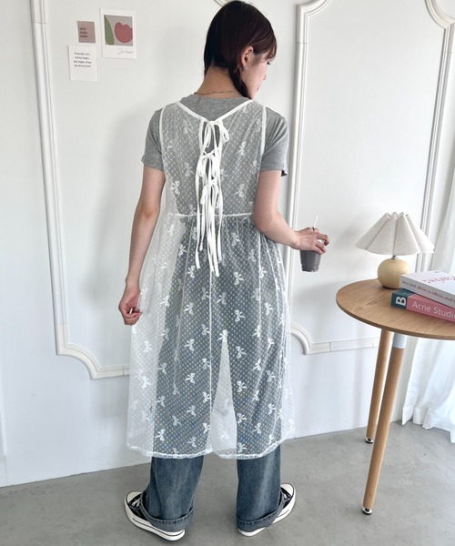 レース シースルー チュール ワンピース リボン タッセル ドット SOLLON. ワンピース ドットリボンチュールワンピース : ZOZOTOWN
