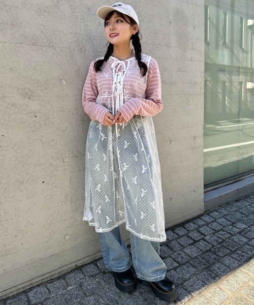 レース シースルー チュール ワンピース リボン タッセル ドット SOLLON. ワンピース ドットリボンチュールワンピース : ZOZOTOWN