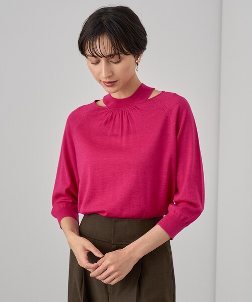 ANAYI - ANAYI(アナイ) 長袖セーター サイズ38 M レディース - ピンク タートルネック ANAYI（アナイ） ニット セーター ウールシルクショルダースリット