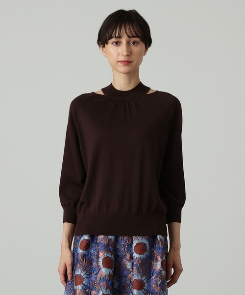 ニット セーター ウールシルクショルダースリット プルオーバー レディース ANAYI ニット セーター ウールシルクショルダースリット プル