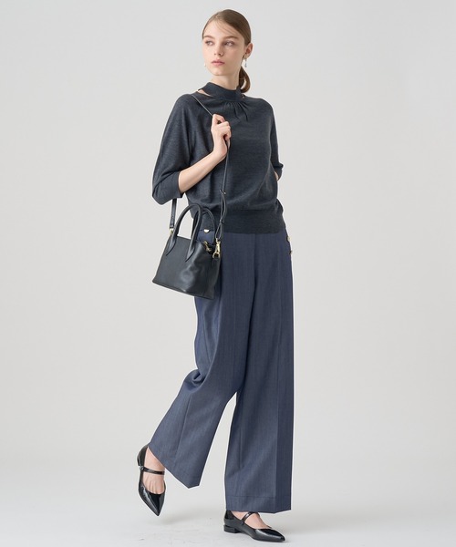 ニット セーター ウールシルクショルダースリット プルオーバー レディース ANAYI ニット セーター ウールシルクショルダースリット プル
