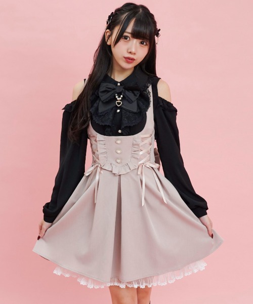 Secret Honey ワンピース サイドレースアップジャンパードレス
