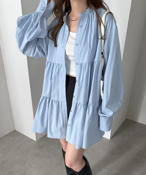【新品未使用】itami 企画 ティアードチュニックブラウス 長袖 andme ブラウス シャツ ティアード長袖シャツブラウスチュニック