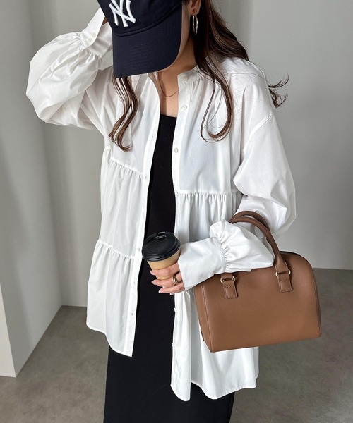 andme（アンドミー） ブラウス シャツ ティアード長袖シャツブラウス