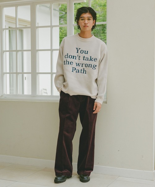 PGロゴ入りネイビーセーター　落書き風 RAGEBLUE セーター ニット Jacquard logo crew neck lettered
