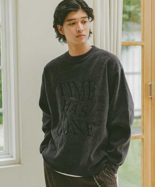 R ウールレター RAGEBLUE セーター ニット Jacquard logo crew neck lettered