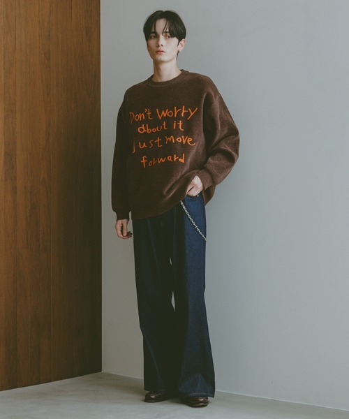 RAGEBLUE セーター ニット Jacquard logo crew neck lettered