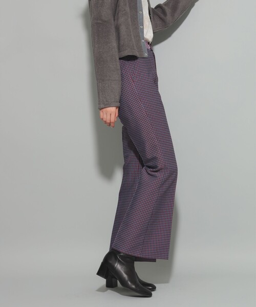 Ray BEAMS パンツ ジャカード チェック フレア レディース : ZOZOTOWN 