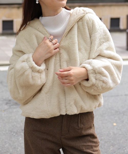 Doula ジャケット ブルゾン フェイクラビットファーブルゾン  