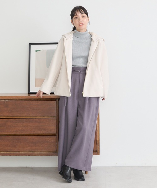 デュアルビュー　ロングダッフルコート　アンゴラ　フード 極美品】DUAL VIEW アンゴラ ダッフル ロングコート フード付
