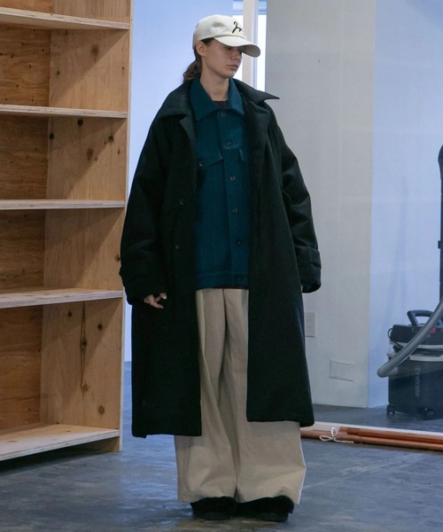 コート ジャケット 「my beautiful landlet」STRETCH GABARRE BATTING LONG COAT メンズ レディースの画像