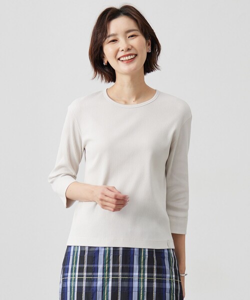 tシャツ リブ クルーネックTシャツ レディース ユニクロ公式 | リブクルーネックT（5分袖）