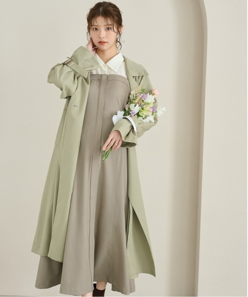 mysty woman スタンドネック ミドルコート リボン モカ 3way新品 スタンドネックミドルコート | Chez toi(シェトワ)レディース