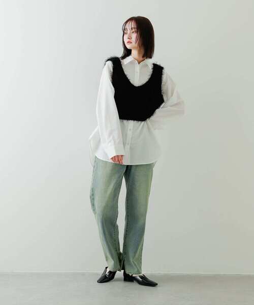 nijinana　今期　マチャットエコレザーベスト SENSE OF PLACE by URBAN RESEARCH ベスト ジレ クロップド