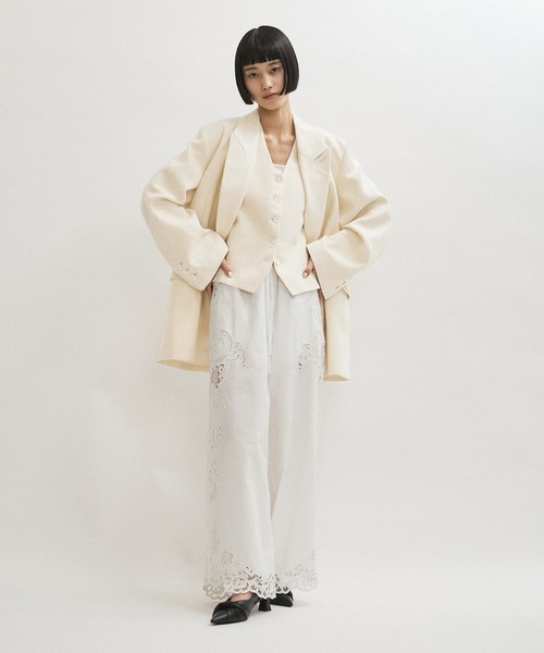 【新品】ADAM ET ROPE リネンテーラードジレ　ベージュ ADAM ET ROPE' ベスト ジレ リネンMIXショートジレ レディース