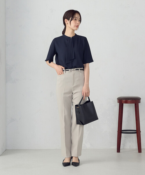 COMME CA ISM（コムサイズム） ブラウス シャツ ボウタイ風 半袖