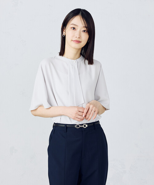 COMME CA ISM（コムサイズム） ブラウス シャツ ボウタイ風 半袖