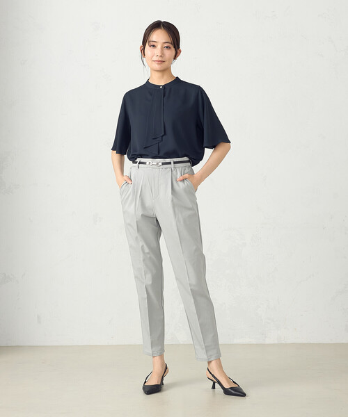 COMME CA ISM（コムサイズム） ブラウス シャツ 半袖 ボウタイ風 半袖 