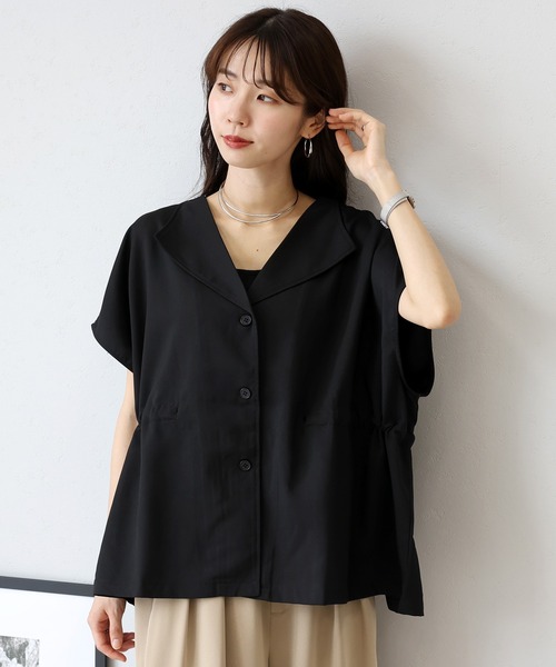 Aletta vita ブラウス シャツ 半袖 「シルエットが変えられるドロスト 