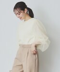 tシャツ ビジュー付きチュールバルーンスリーブ...の詳細画像2