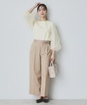 tシャツ ビジュー付きチュールバルーンスリーブ...の詳細画像3