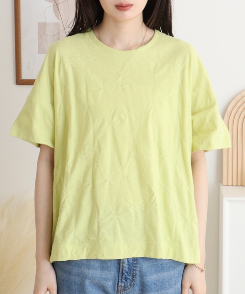 tシャツ BRODIAEA リング柄半袖プルオーバー 綿100% 丸首