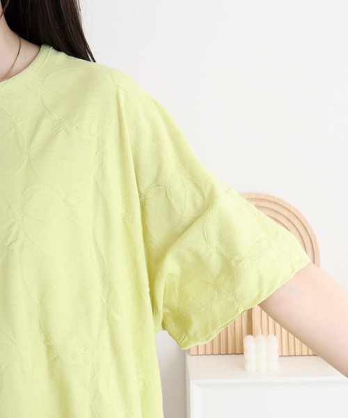 tシャツ BRODIAEA リング柄半袖プルオーバー 綿100% 丸首カットソー レディース tシャツ BRODIAEA リング柄半袖プルオーバー 綿100% 丸首