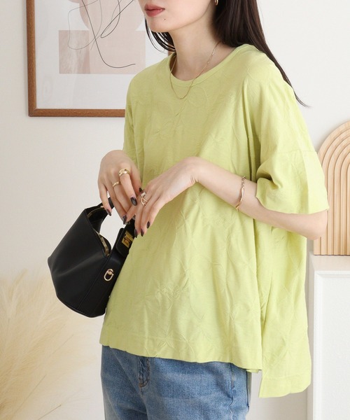 tシャツ BRODIAEA リング柄半袖プルオーバー 綿100% 丸首
