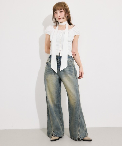 SLY｜FRONT BUTTON GATHER TIE トップス | Rakuten Fashion(楽天