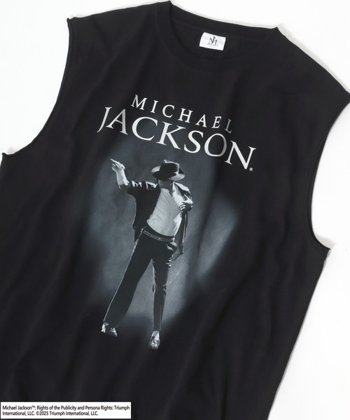 ヴィンテージ マイケルジャクソン プリントノースリーブTシャツ ブラック レア tシャツ MICHAEL JACKSON（マイケル・ジャクソン）プリント