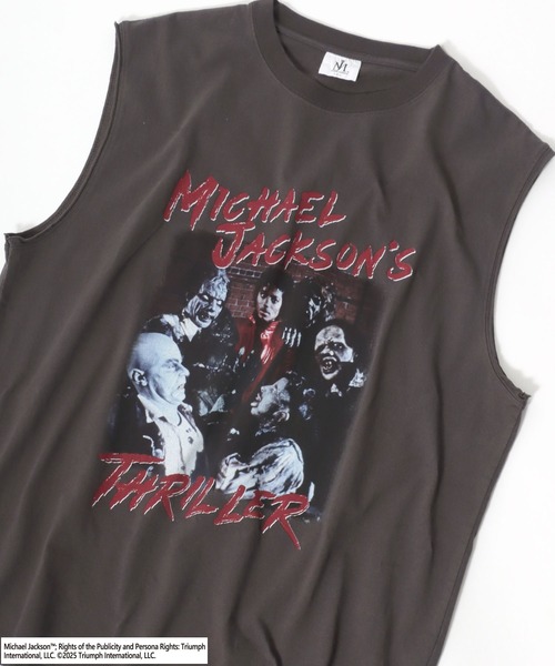 ヴィンテージ マイケルジャクソン プリントノースリーブTシャツ ブラック レア tシャツ MICHAEL JACKSON（マイケル・ジャクソン）プリント