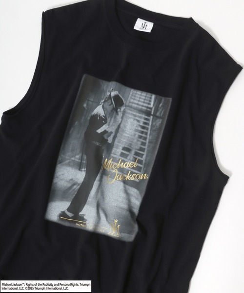 ヴィンテージ マイケルジャクソン プリントノースリーブTシャツ ブラック レア tシャツ MICHAEL JACKSON（マイケル・ジャクソン）プリント