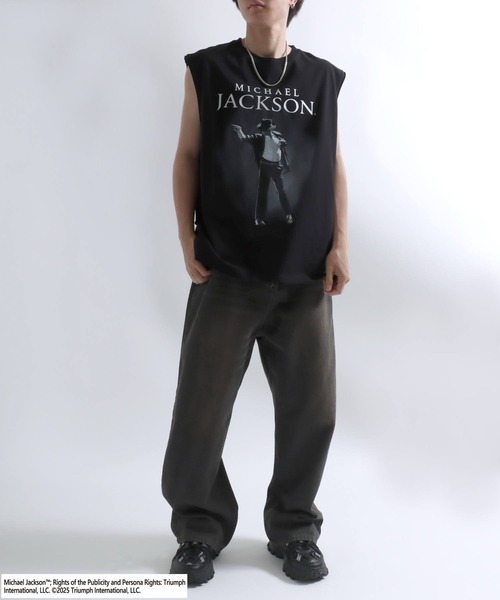 ヴィンテージ マイケルジャクソン プリントノースリーブTシャツ ブラック レア tシャツ MICHAEL JACKSON（マイケル・ジャクソン）プリント