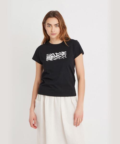 agnes b. tシャツ ロゴ ゼブラプリント コットン 半袖 Tシャツ