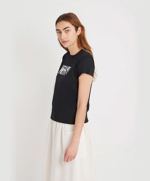 agnes b. tシャツ ロゴ ゼブラプリント コットン 半袖 Tシャツ