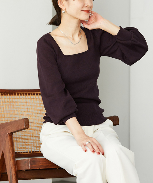 「VERMEIL par iena」 長袖ニット - ブラウン レディース