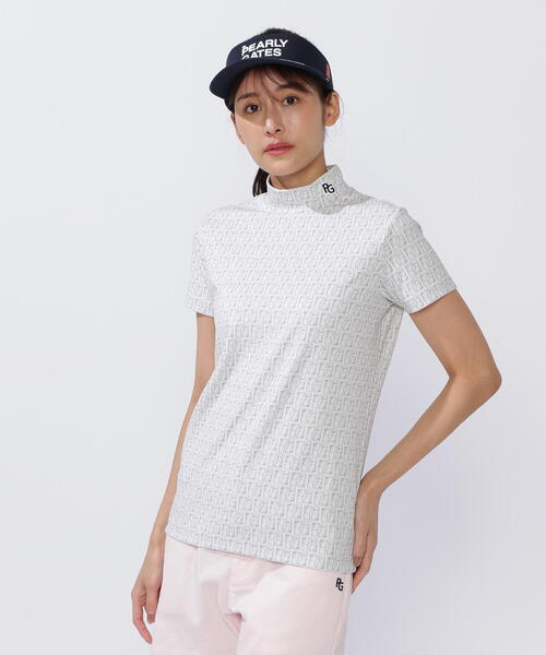 tシャツ 「PEARLY GATES」Puジャガード半袖ハイネックカットソー 「スイッチ柄」 レディース