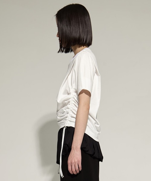 tシャツ 「STUDIOUS/ステュディオス」Multi Length Drawstring Tee/マルチレングスドローストリングTシャツ レディー STUDIOUS/ステュディオス】Multi Length Drawstring Tee/マルチ