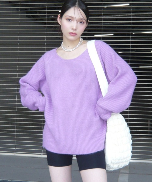 「MIEL CRISHUNANT」 Vネックニット FREE ブルー レディース_画像9