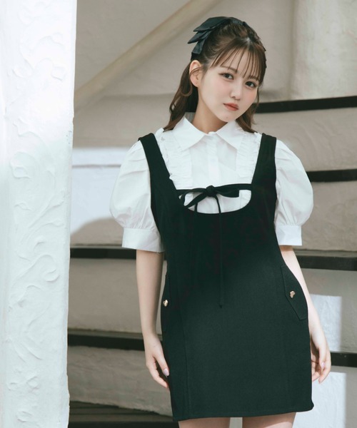 TITTY＆CO. ワンピース リボンデザインミニワンピース