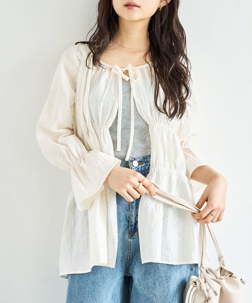 ブラウス シャツ シャーリング ギャザー ブラウス レディース La boutique Bonbon ブラウス シャツ 「復刻・全骨格対応