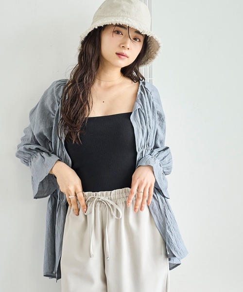 tシャツ シャーリングブラウス レディース クーポン】アンドイット and it_ ボイルシャーリングブラウス